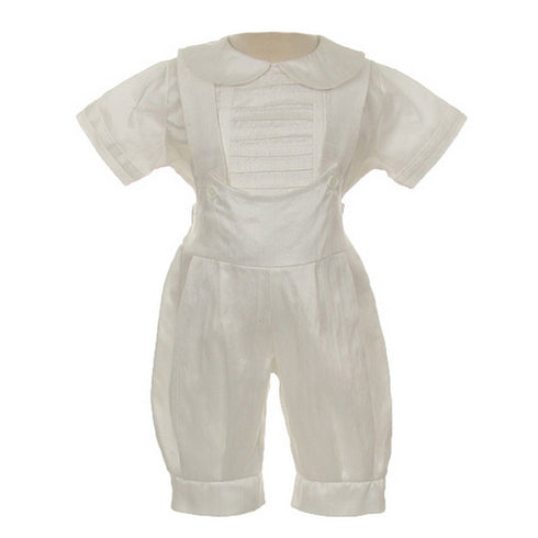 Rain Kids Baby Boys Ivory Silk Stole Hat Baptism Romper Jumpsuit 6-12M - SophiasStyle.com